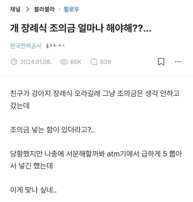 개 장례식 조의금