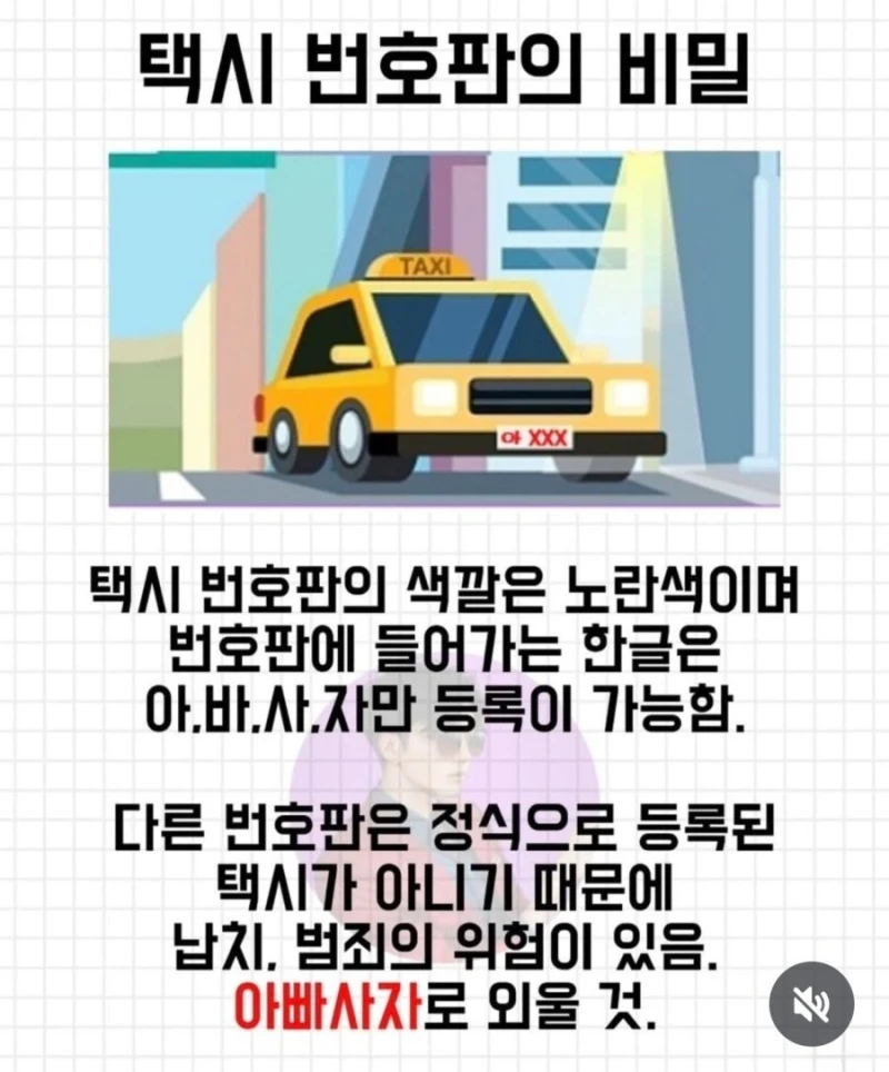 주변에도 꼭 알려야한다는 택시 번호판의 비밀